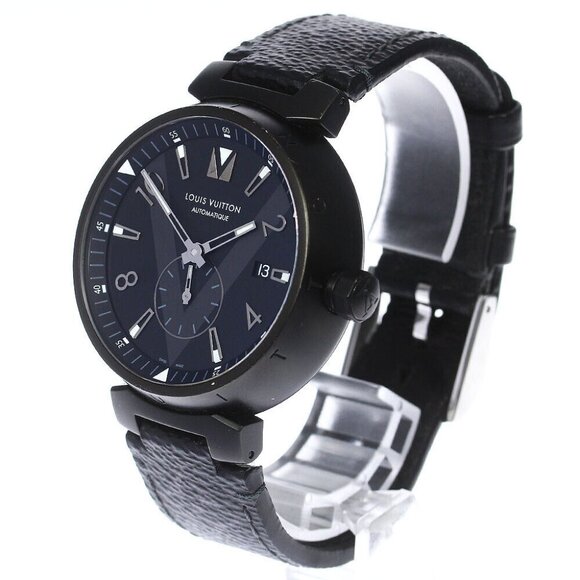 LOUIS VUITTON Tambour all black Q1D22 Date black Dial Automatic Men's - Picture 1 of 12